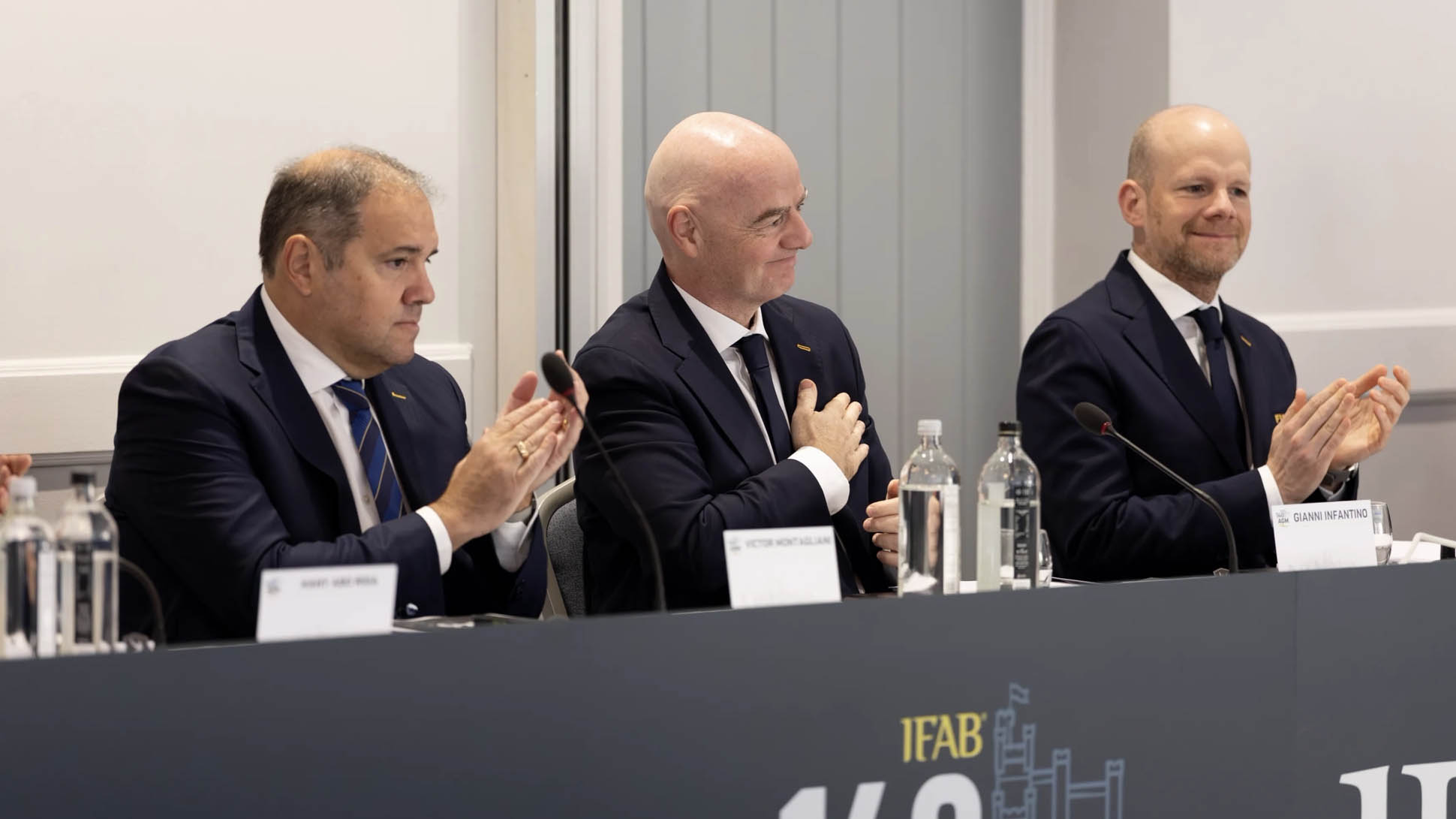 Presiden FIFA Gianni Infantino dalam Rapat Umum Tahunan (AGM) ke-140 The IFAB