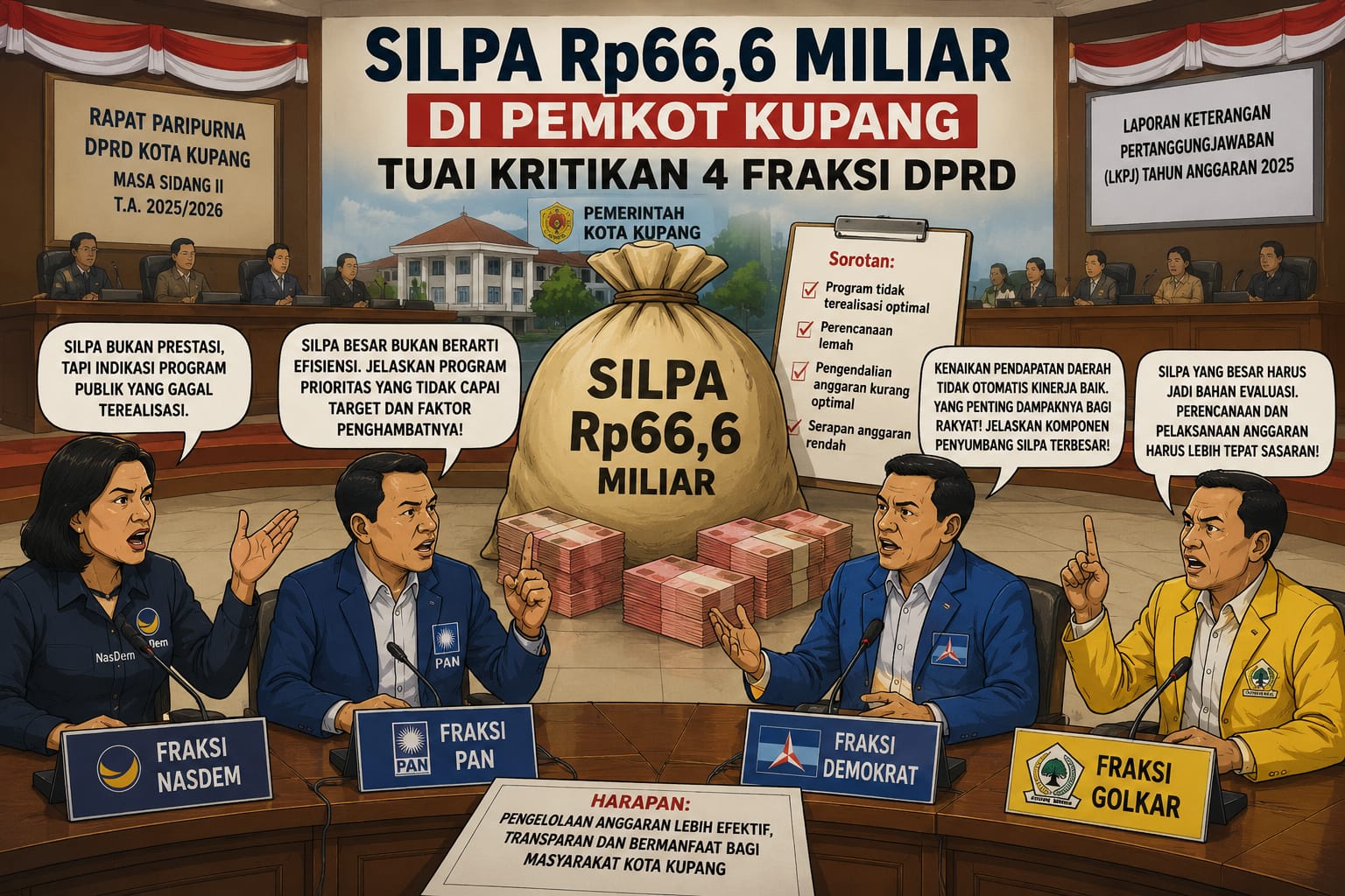 Silpa Rp66,6 Miliar, DPRD: Pemkot Kupang Jangan Buru-Buru Klaim Berhasil