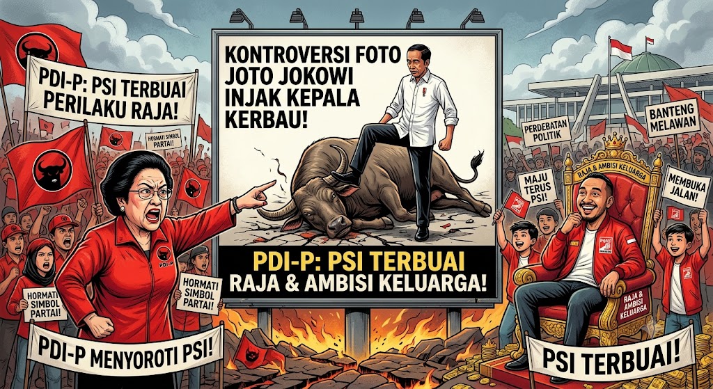 Kontroversi Foto Jokowi Injak Kepala Kerbau, PDI-P: PSI Terbuai Raja & Ambisi Keluarga