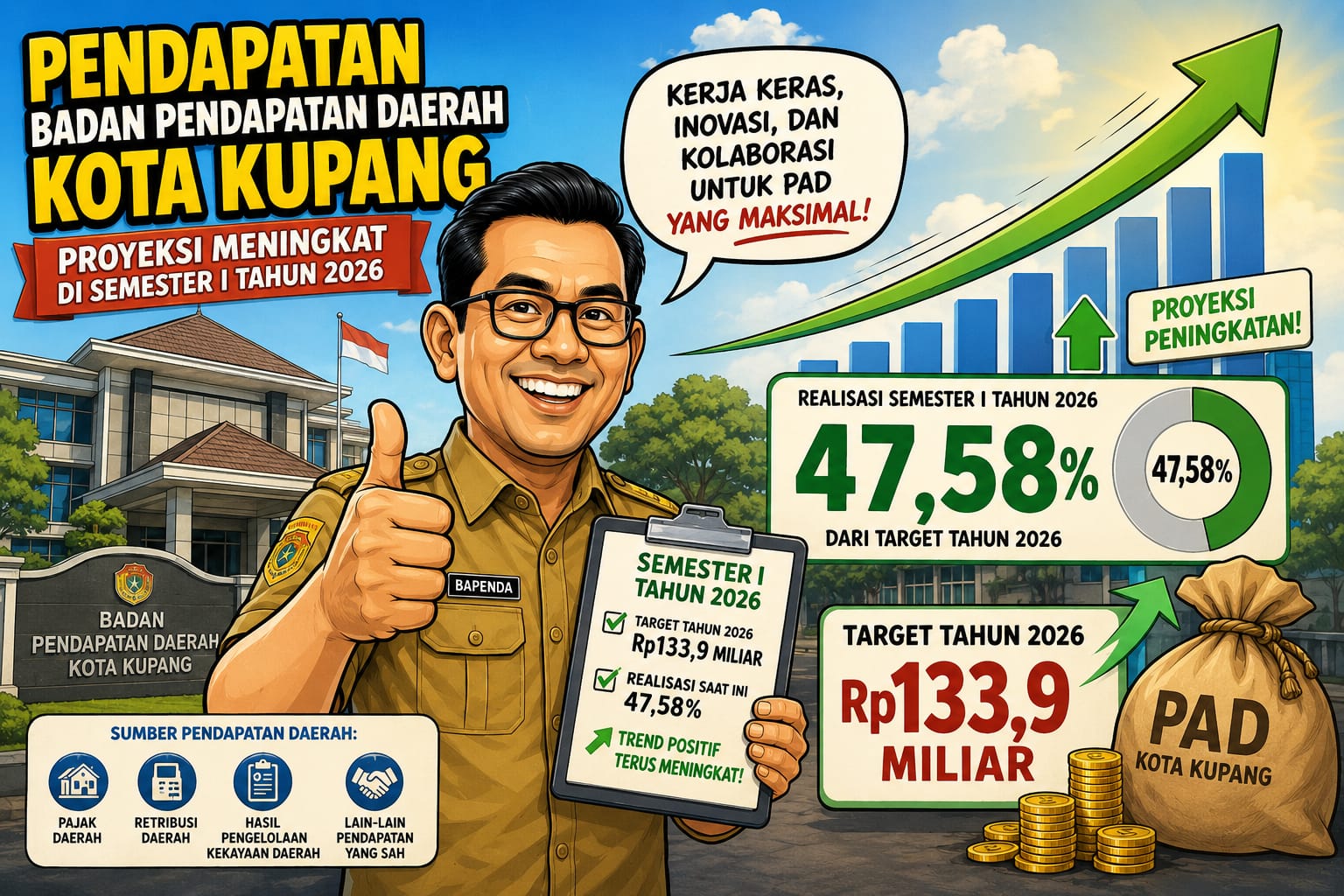 Tren Pendapatan Bapenda Meningkat, Pemkot Kupang Harapkan Ada Dana dari Pusat