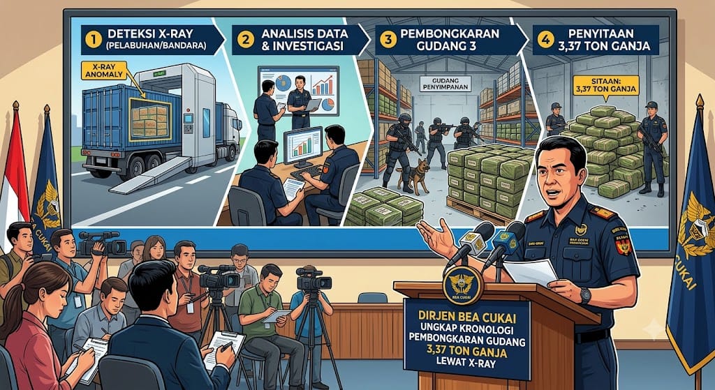 Dirjen Bea Cukai Ungkap Kronologi Pembongkaran Gudang 3,37 Ton Ganja Lewat X-ray
