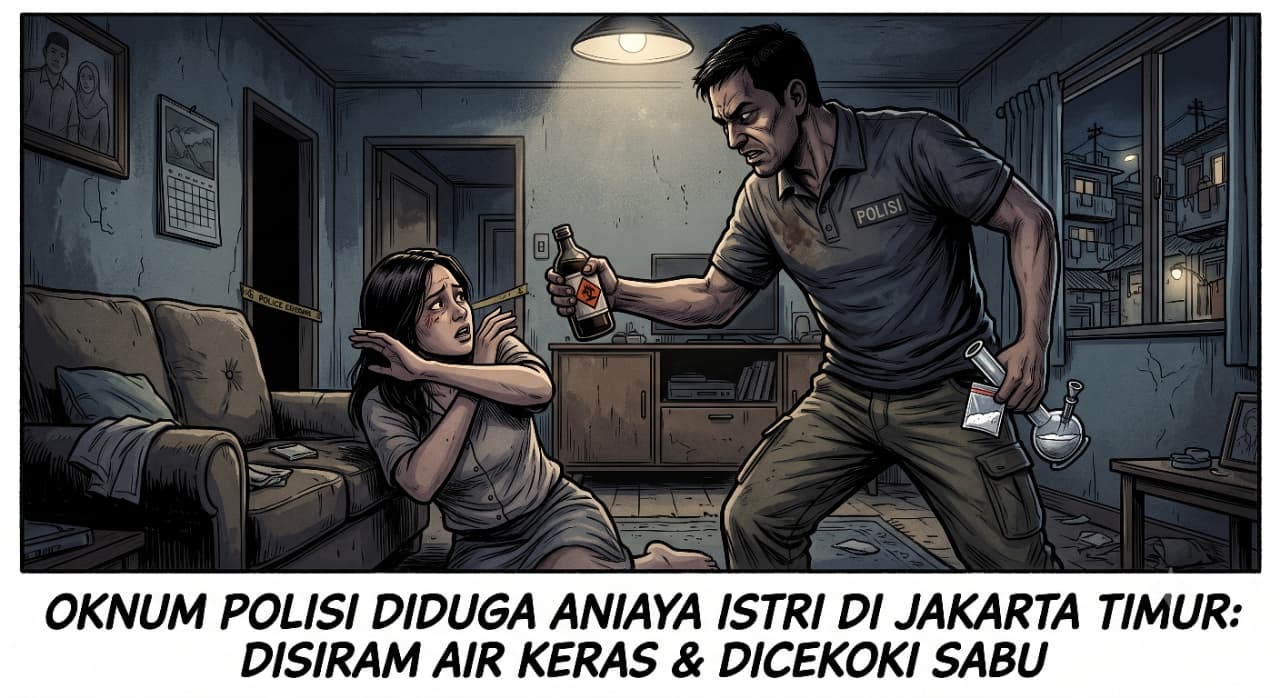 Oknum Polisi Diduga Siram Air Keras dan Cekoki Sabu ke Istri di Jakarta Timur