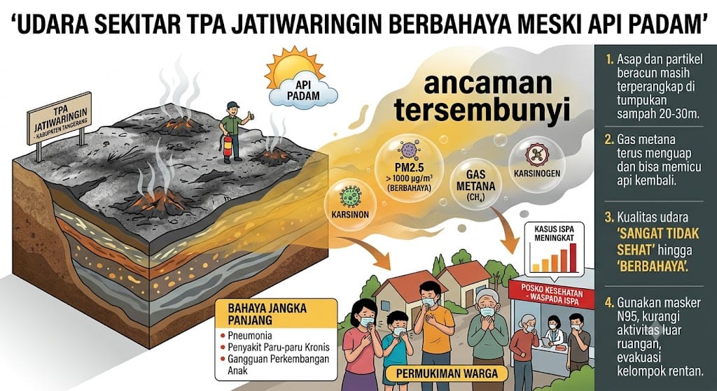 Udara Sekitar TPA Jatiwaringin Berbahaya Meski Api Padam