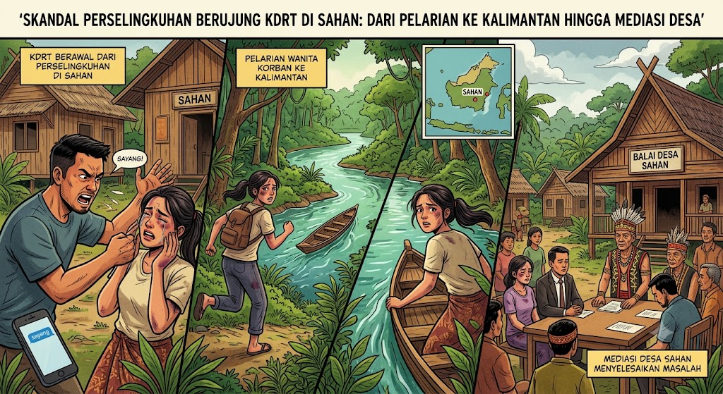 Skandal Perselingkuhan Berujung KDRT di Sahan: Dari Pelarian ke Kalimantan hingga Mediasi Desa