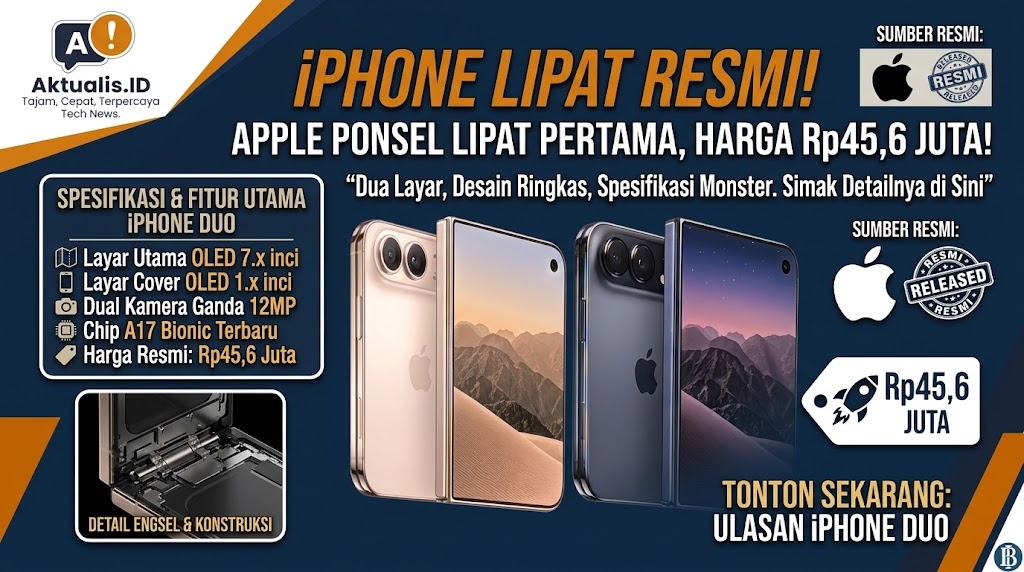 Apple Resmi Rilis Ponsel Lipat Pertama iPhone Duo Seharga Rp45,6 Juta