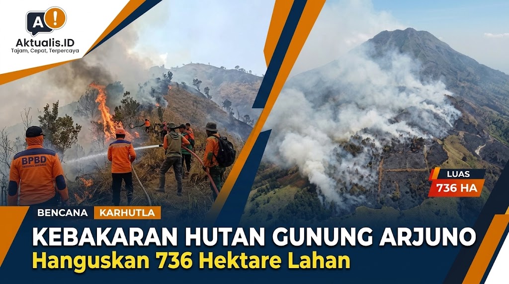 Kebakaran Hutan Gunung Arjuno Hanguskan 736 Hektare Lahan