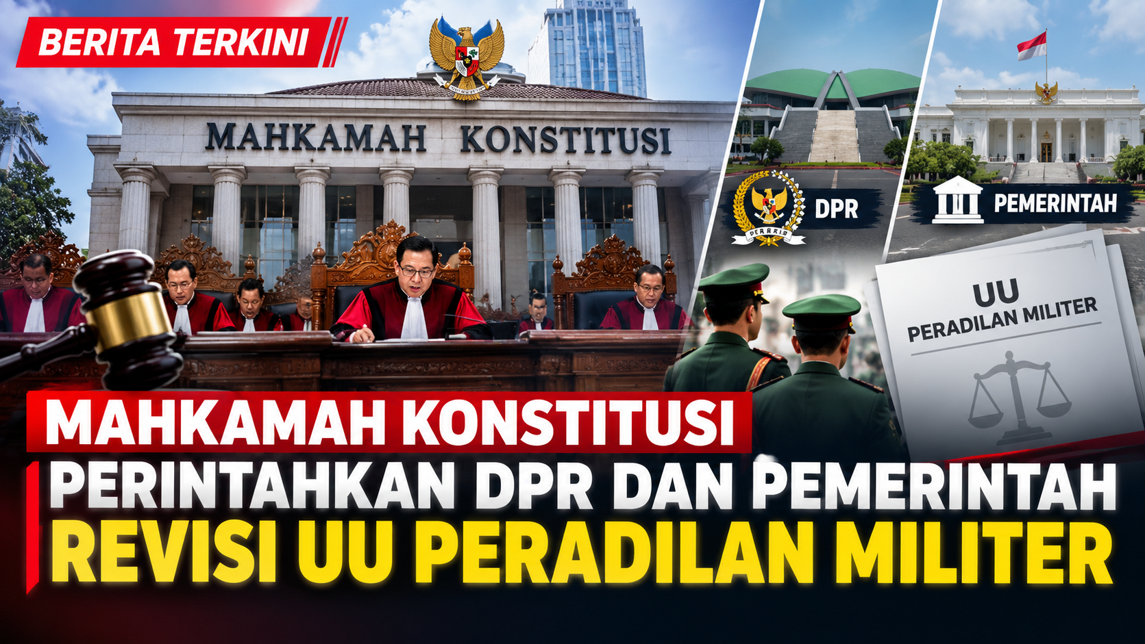 Mahkamah Konstitusi Perintahkan DPR dan Pemerintah Revisi UU Peradilan Militer