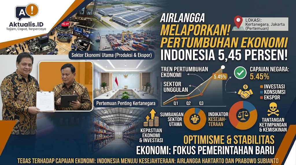 Airlangga Laporkan Pertumbuhan Ekonomi Indonesia 5,45 Persen ke Prabowo