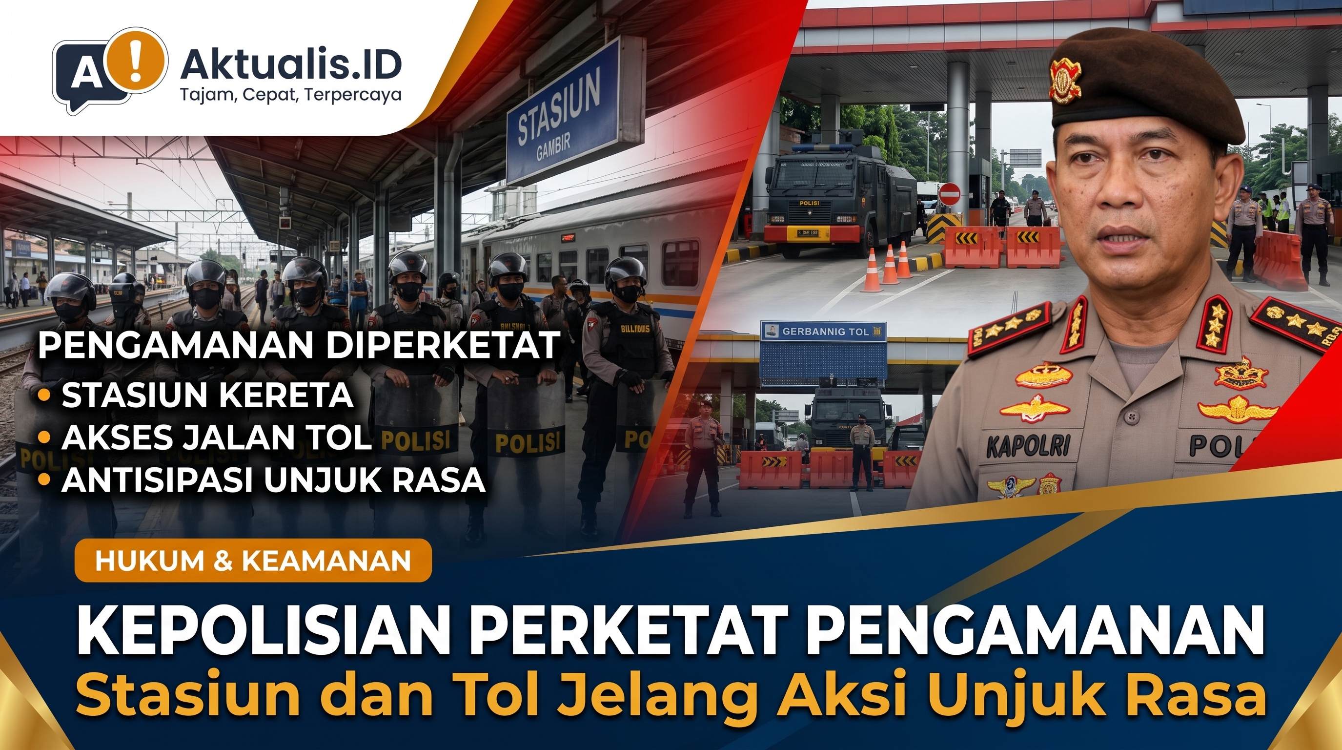 Kepolisian Perketat Pengamanan Stasiun dan Tol Jelang Aksi Unjuk Rasa