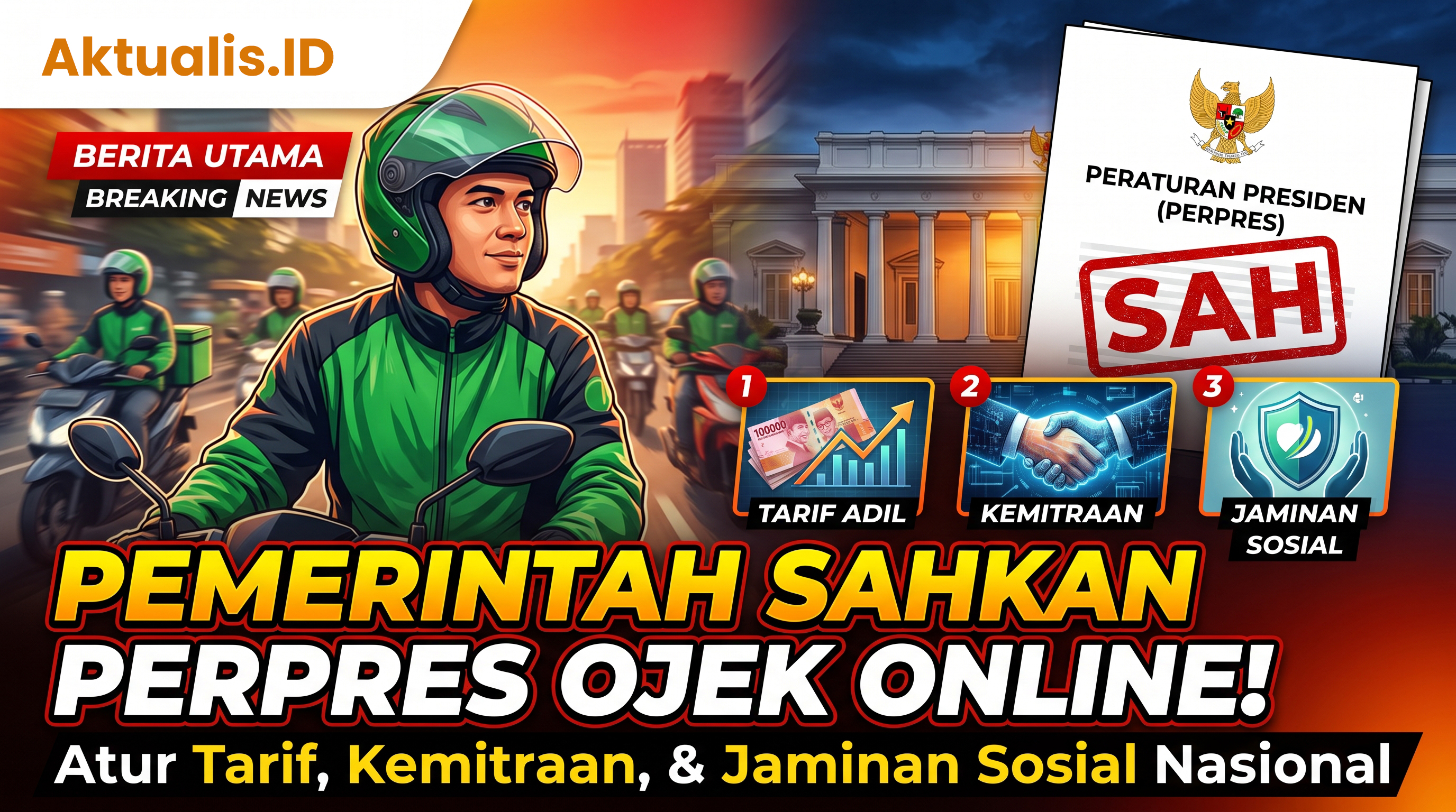 Pemerintah Sahkan Perpres Ojek Online: Atur Tarif, Kemitraan, dan Jaminan Sosial Nasional