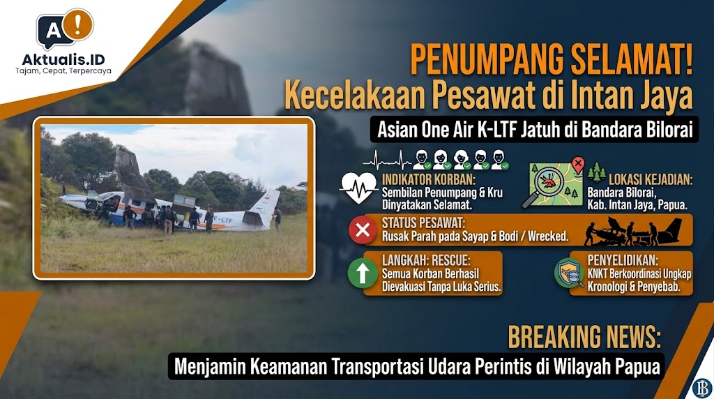 Pesawat Asian One Air Kecelakaan di Intan Jaya Sembilan Penumpang Selamat