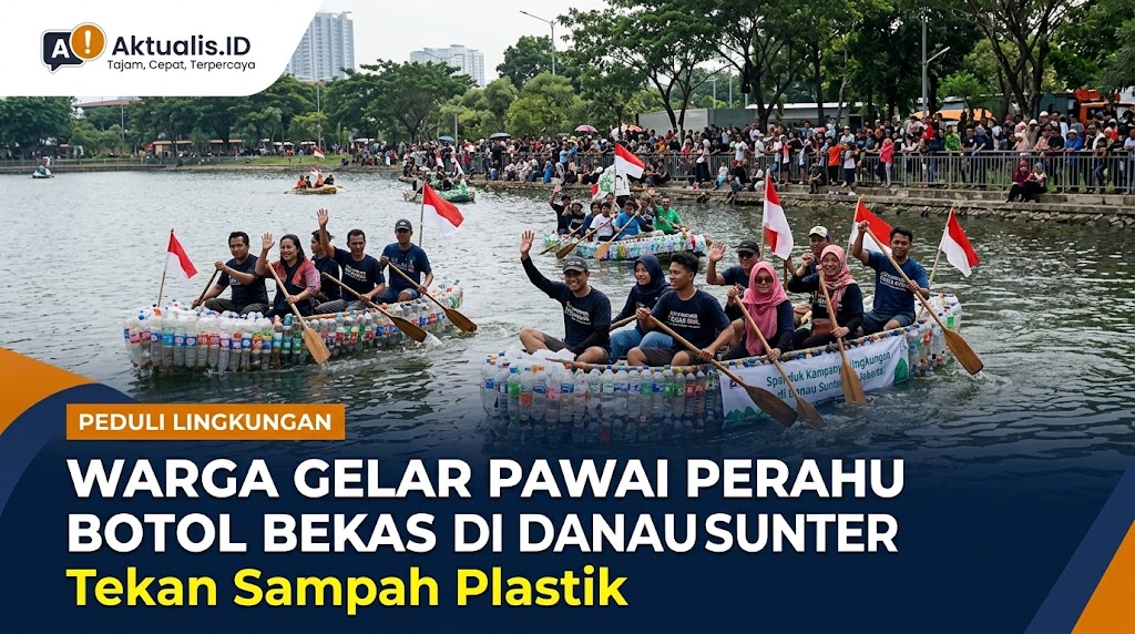 Warga Gelar Pawai Perahu Botol Bekas di Danau Sunter Tekan Sampah Plastik