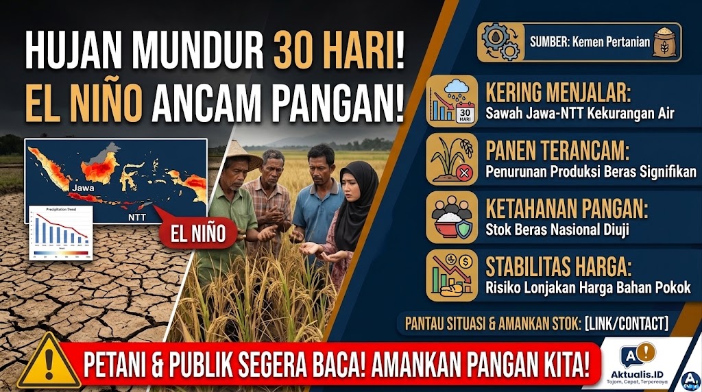 Hujan Mundur 30 Hari, El Niño Ancam Sawah dan Ketahanan Pangan dari Jawa hingga NTT