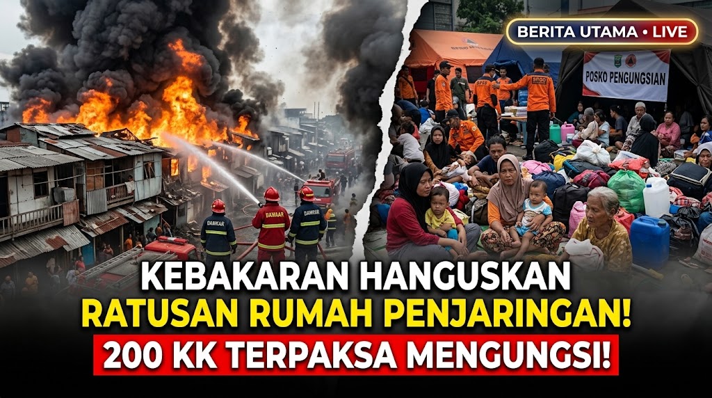 Kebakaran Hanguskan Ratusan Rumah di Penjaringan dan Paksa 200 KK Mengungsi