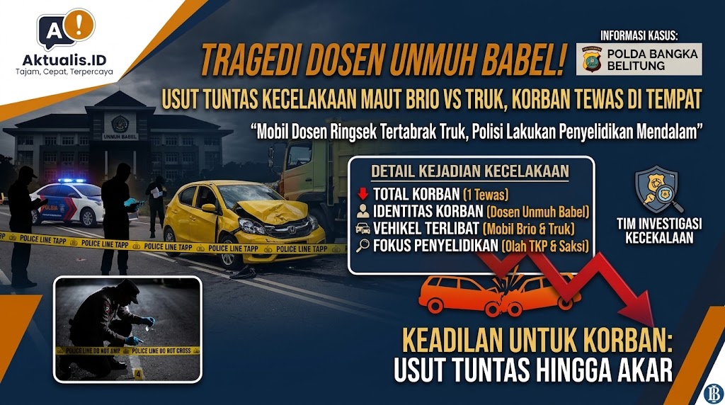 Polisi Usut Tuntas Kecelakaan Maut Mobil Brio dan Truk yang Tewaskan Dosen Unmuh Babel