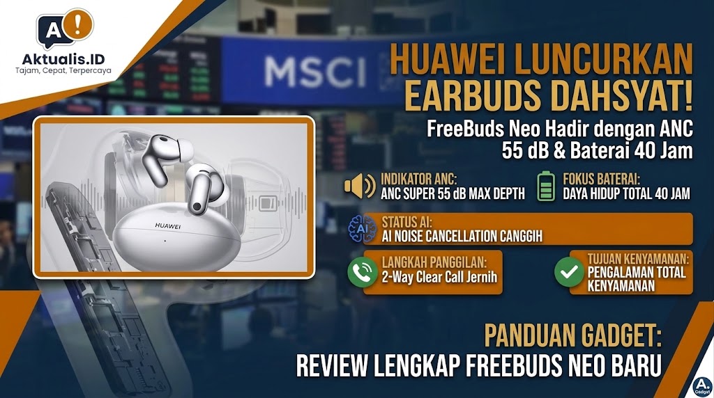 Huawei Luncurkan FreeBuds Neo dengan ANC 55 dB dan Baterai 40 Jam