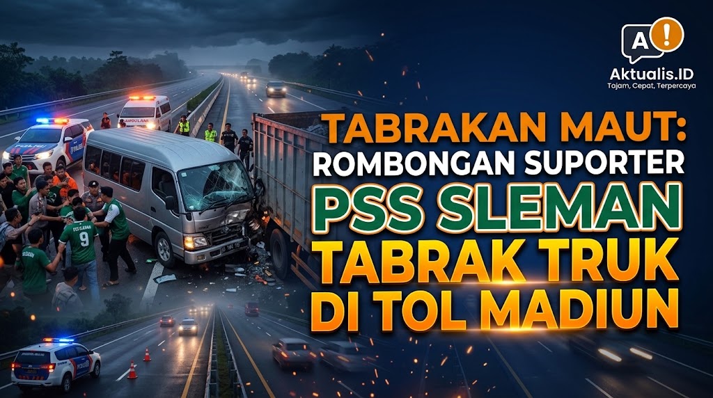 Minibus Rombongan Suporter PSS Sleman Tabrak Truk di Tol Madiun