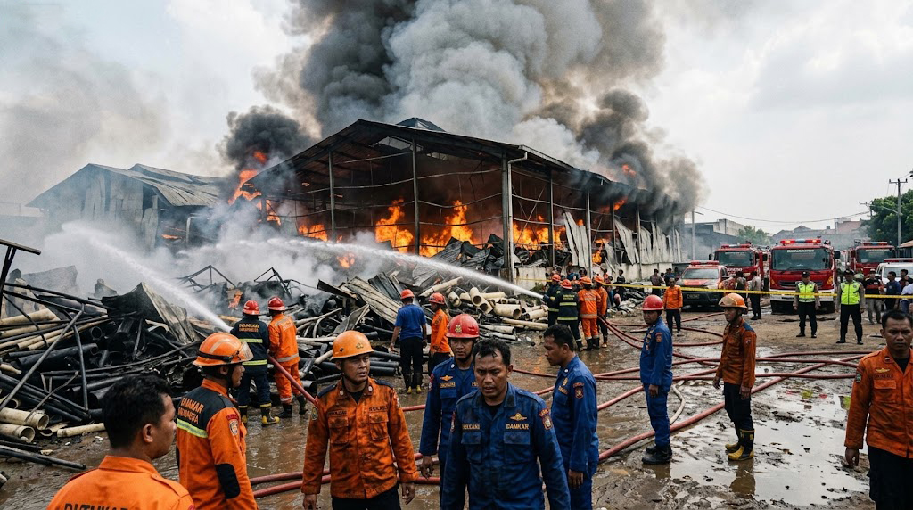 Gudang Paralon di Tangerang Terbakar 15 Jam, Petugas Kesulitan Padamkan Api