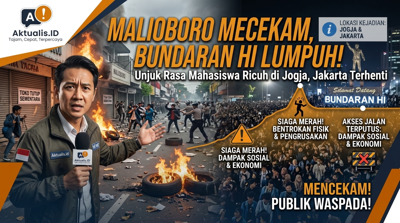 Unjuk Rasa Mahasiswa Ricuh Paksa Toko Malioboro Tutup dan Lumpuhkan Bundaran HI