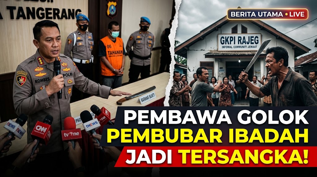 Polisi Tetapkan Tersangka Pembawa Golok Pembubar Ibadah GKPI Rajeg