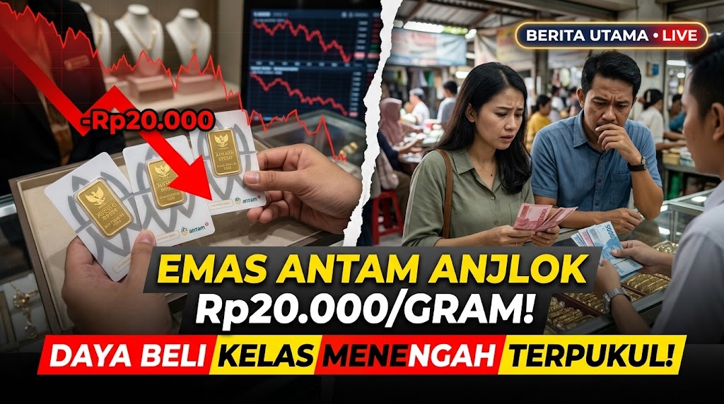 Harga Emas Antam Anjlok Rp20.000 per Gram Pukul Daya Beli Kelas Menengah