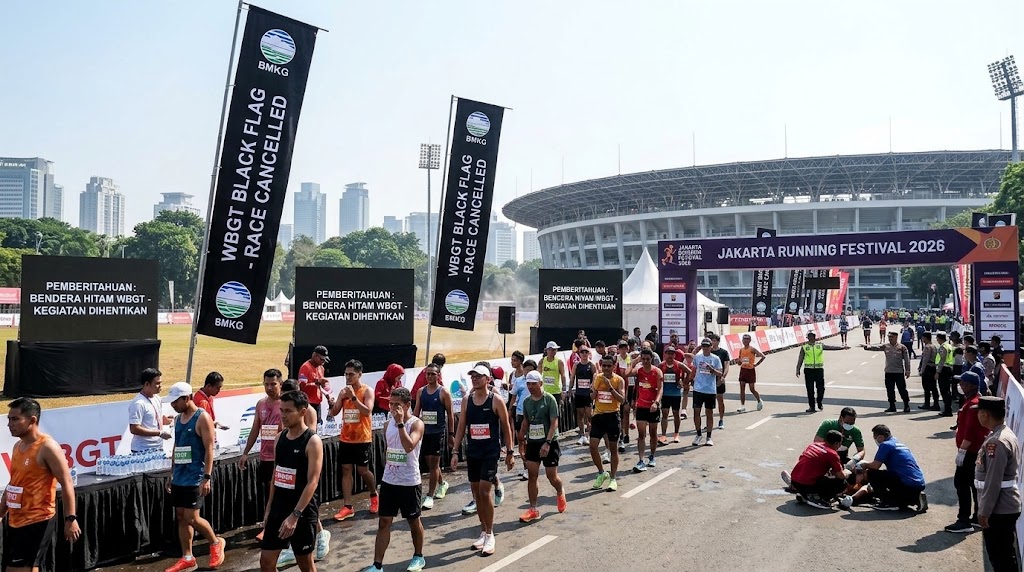 BMKG Kibarkan Bendera Hitam WBGT di Jakarta Running Festival 2026