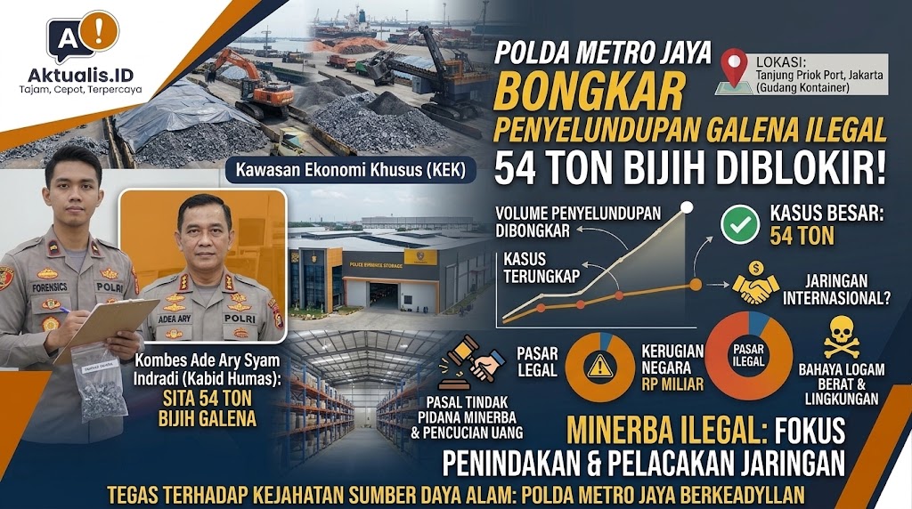 Polda Metro Jaya Bongkar Penyelundupan 54 Ton Bijih Galena Ilegal